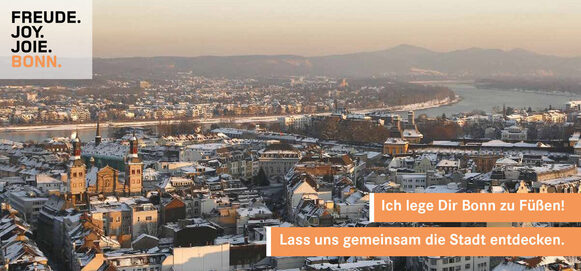 Grußkarte der Bonn-Information mit einer winterlichen Stadtansicht