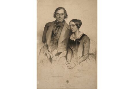 Die historische Lithografie zeigt das Ehepaar Robert und Clara Schumann