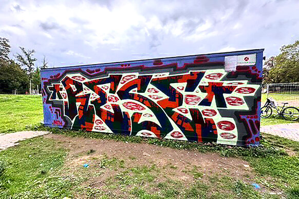 Graffiti auf dem Container im Reuterpark