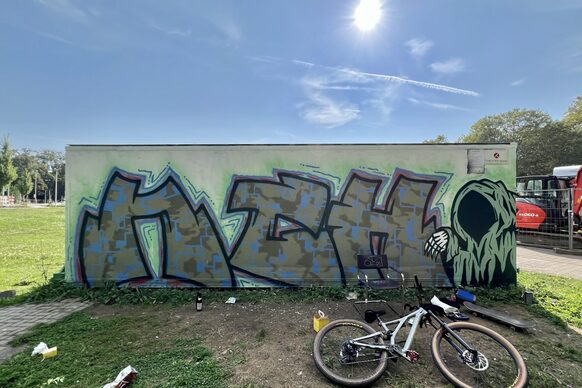 Graffiti auf dem Container im Reuterpark