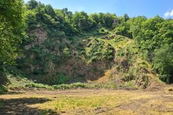 Um die besondere Geländestruktur des ehemaligen Steinbruchs zu erhalten wurden die Steilwände am Lyngsberg freigelegt.