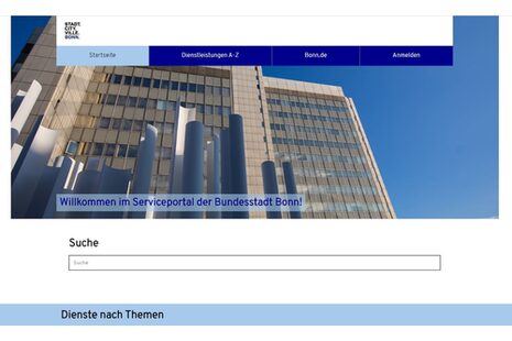 Screenshot vom Serviceportal für Onlinedienstleistungen