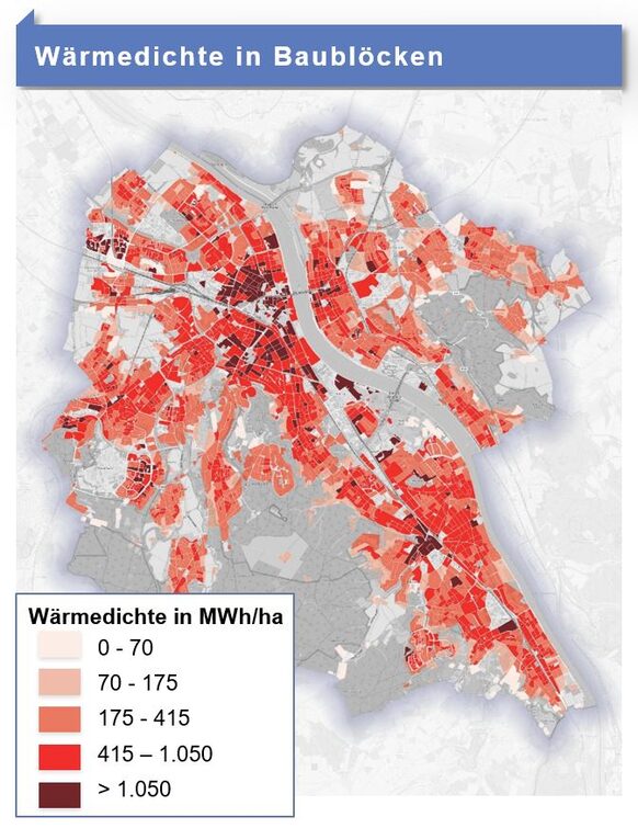 Wärmedichte in Baublöcken