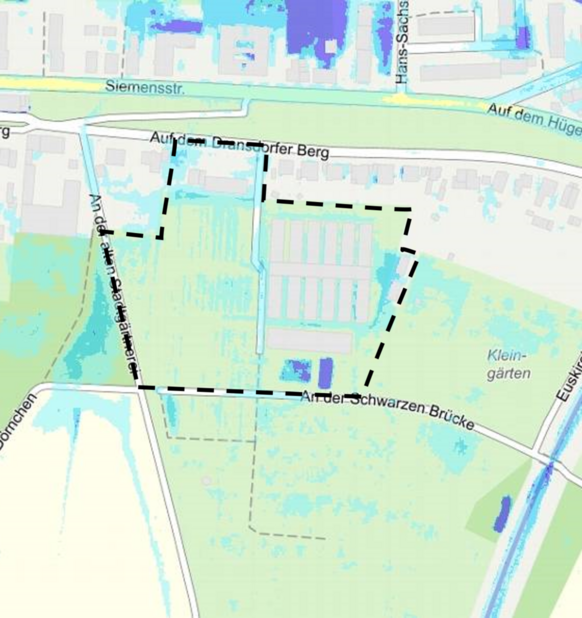 Darstellung eines extremen Hochwasserereignisses; eigene Darstellung auf Grundlage von Stadtplan Bonn