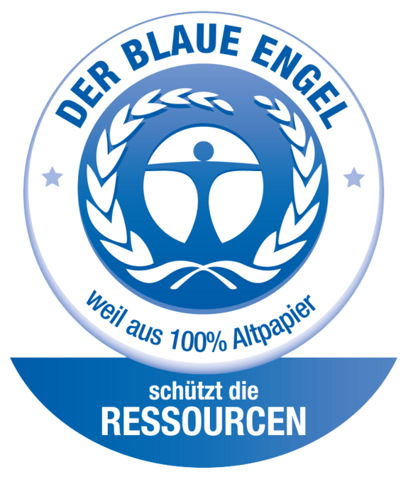 Logo Umweltzeichen Blauer Engel für Altpapier