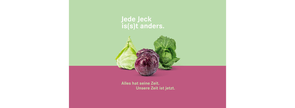 Plakat mit einem Rotkohl, einem Wirsing und einem Spitzkohl