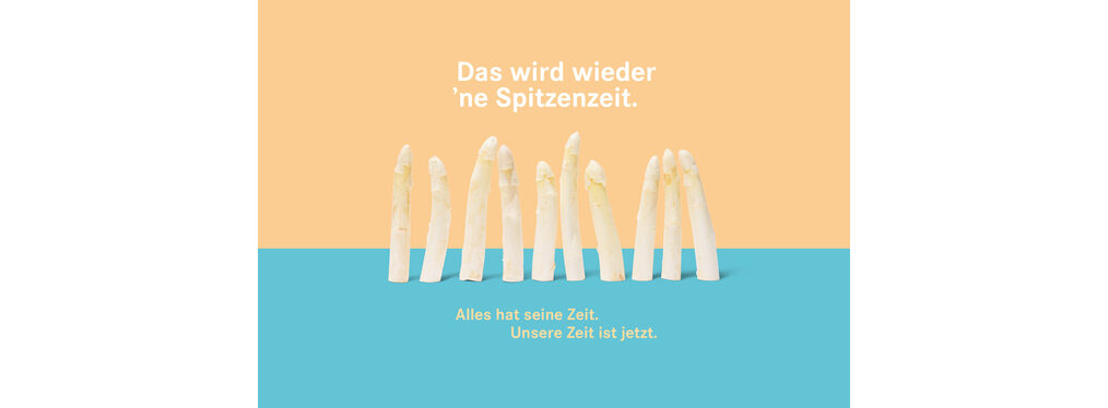 Das Plakat zeigt weiße Spargelstangen