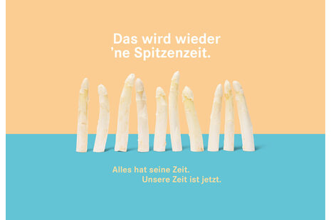 Das Plakat zeigt weiße Spargelstangen