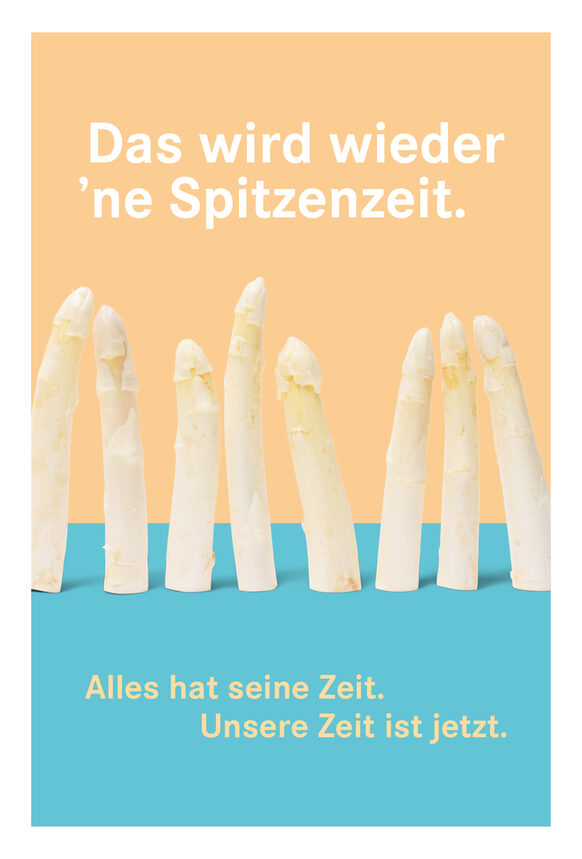 Das Plakat zeigt weiße Spargelstangen