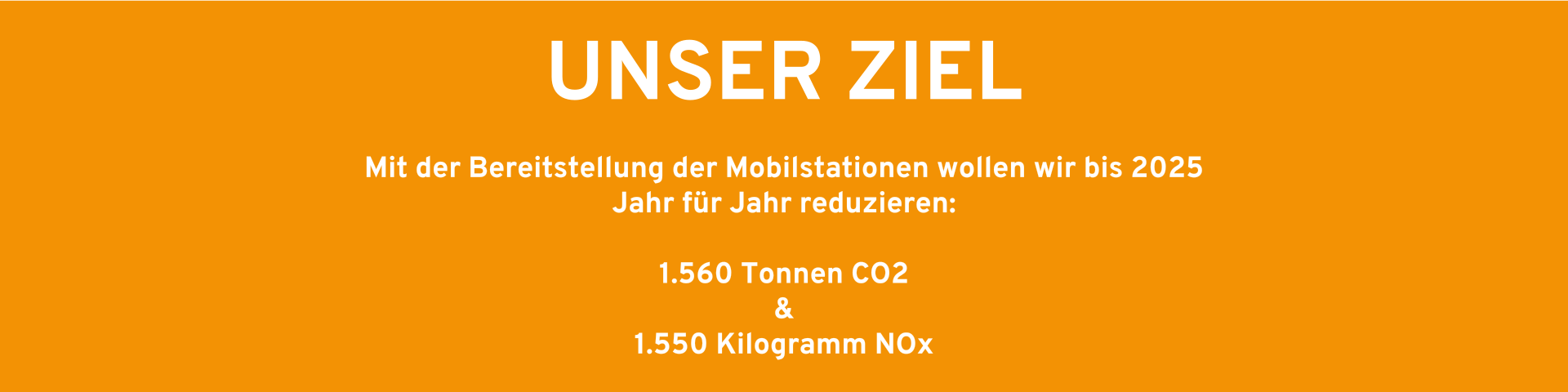 Unser Ziel: Mit der Bereitstellung der Mobilstationen wollen wir bis 2025 Jahr für Jahr 1.560 Tonnen CO2 und 1.550 Kilogramm NOx reduzieren.