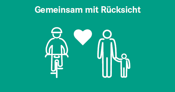 Eine Grafik zeigt Menschen zu Fuß und auf dem Fahrrad.