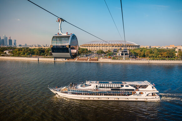 Die Seilbahn über die Moskwa in Moskau