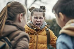 Mädchen schreit andere Kinder an