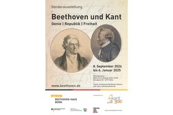 Das Plakat zur Ausstellung zeigt Porträts von Beethoven und Kant