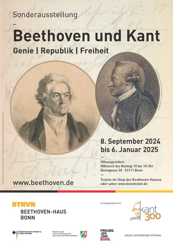 Das Plakat zur Ausstellung zeigt Porträts von Beethoven und Kant